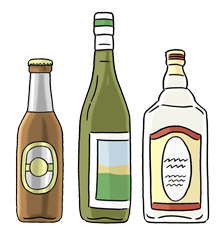 Drei Flaschen Alkohol